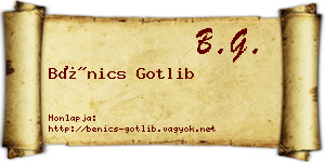 Bénics Gotlib névjegykártya